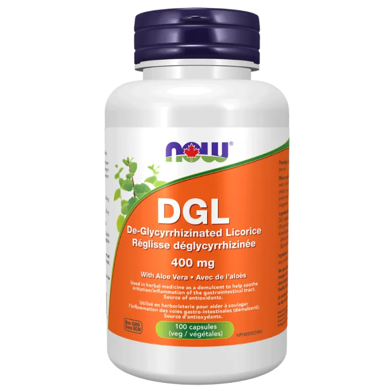 NOW Foods DGL avec Aloe Vera, 100 Capsules de porc |MISUMI