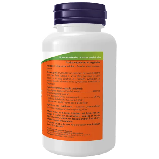 NOW Foods DGL with Aloe Vera, 100 Veg Capsules (EXP DATE : Aug 1 2024) | Unbeatable Prices, Daily Deals | VITASHOP