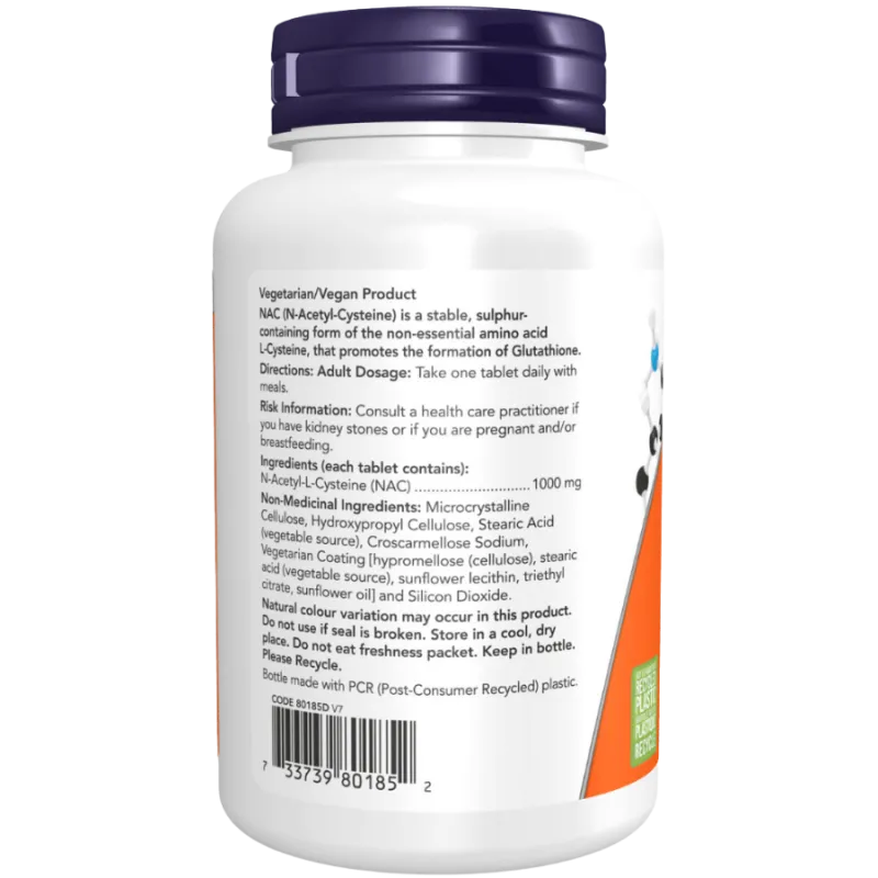 NOW Foods NAC (N-Acetyl Cysteine) 1000 mg, 120 Tablets | 每天不同折扣, 全网最低价格 | 种类齐全的保健品店铺 VITASHOP, 只有你想不到, 没有你买不到 !