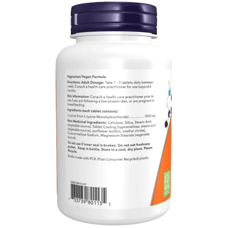 L-Lysine 1000 mg, 100 comprimés | Safest & Easiest Shopping Vitamins Online | VITASHOP