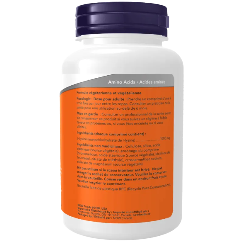 L-Lysine 1000 mg, 100 comprimés | Safest & Easiest Shopping Vitamins Online | VITASHOP