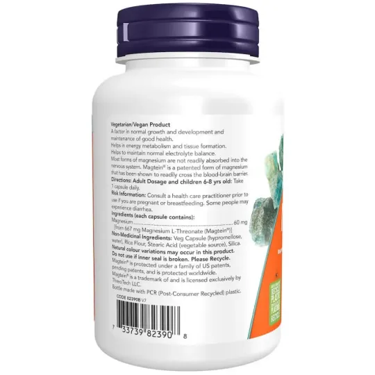 NOW Foods 나우 푸드 Magtein 마그네슘 L-트레오네이트, 90 캡슐 | 매일 업데이트되는 특가 상품 | VITASHOP