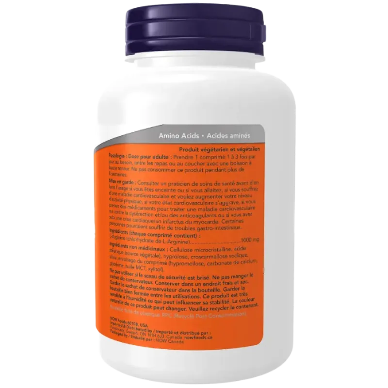 L-Arginine 1000 mg, 120 Comprimés | Safest & Easiest Shopping Vitamins Online | VITASHOP