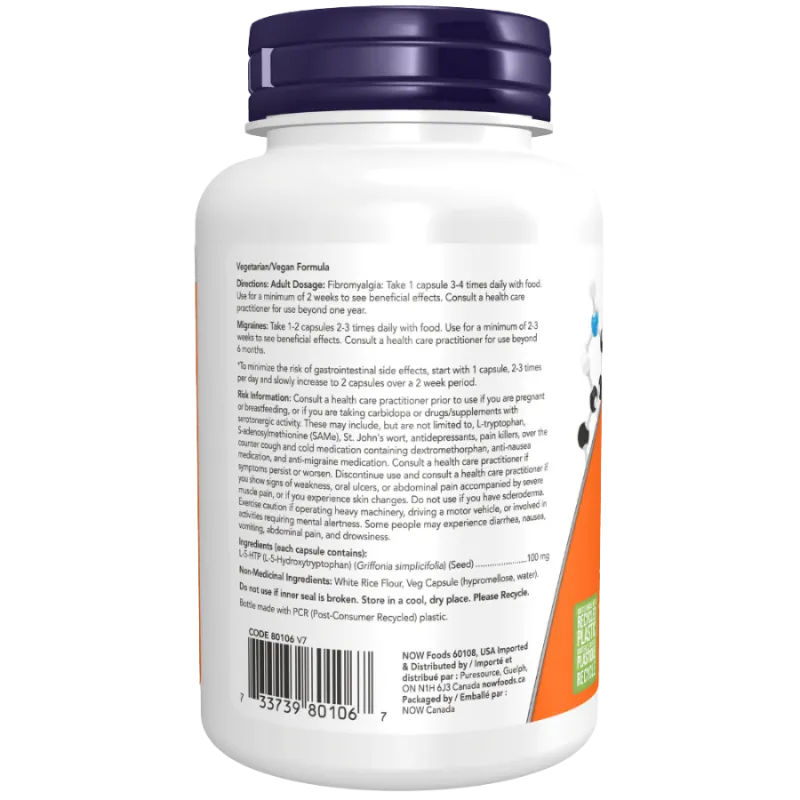 NOW Foods 5-HTP 100 mg, 120 Capsules | 每天不同折扣, 全网最低价格 | 种类齐全的保健品店铺 VITASHOP, 只有你想不到, 没有你买不到 !