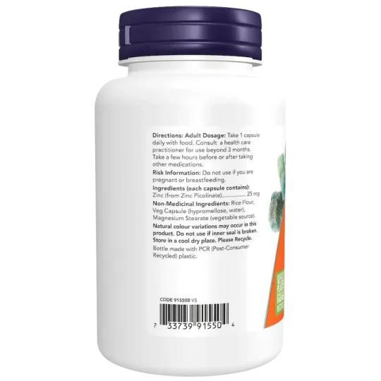 NOW Foods Zinc Picolinate 25 mg, 100 Veg Capsules | 每天不同折扣, 全网最低价格 | 种类齐全的保健品店铺 VITASHOP, 只有你想不到, 没有你买不到 !