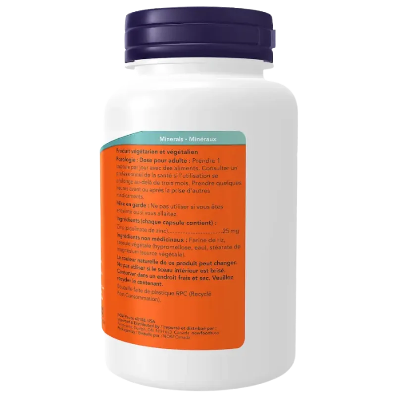 NOW Foods Zinc Picolinate 25 mg, 100 Veg Capsules | 每天不同折扣, 全网最低价格 | 种类齐全的保健品店铺 VITASHOP, 只有你想不到, 没有你买不到 !