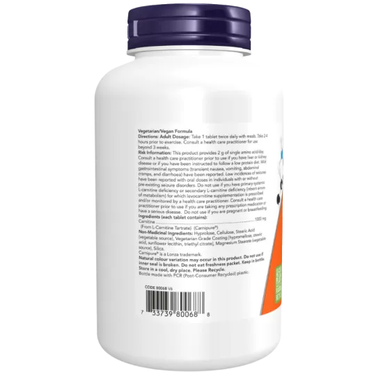 L-Carnitine 1000 mg, 100 Comprimés | Safest & Easiest Shopping Vitamins Online | VITASHOP