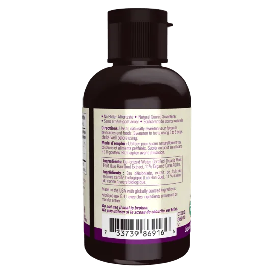 Organic Monk Fruit Liquid Unflavoured 59 mL | Safest & Easiest Shopping Vitamins Online | VITASHOP