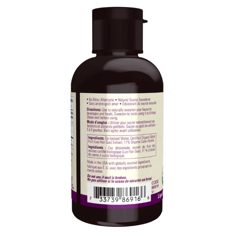 Organic Monk Fruit Liquid Unflavoured 59 mL | Safest & Easiest Shopping Vitamins Online | VITASHOP