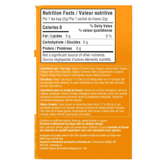 NOW Foods Organic Turmeric Ginger Tea 24 Bags | Unbeatable Prices, Daily Deals | VITASHOP