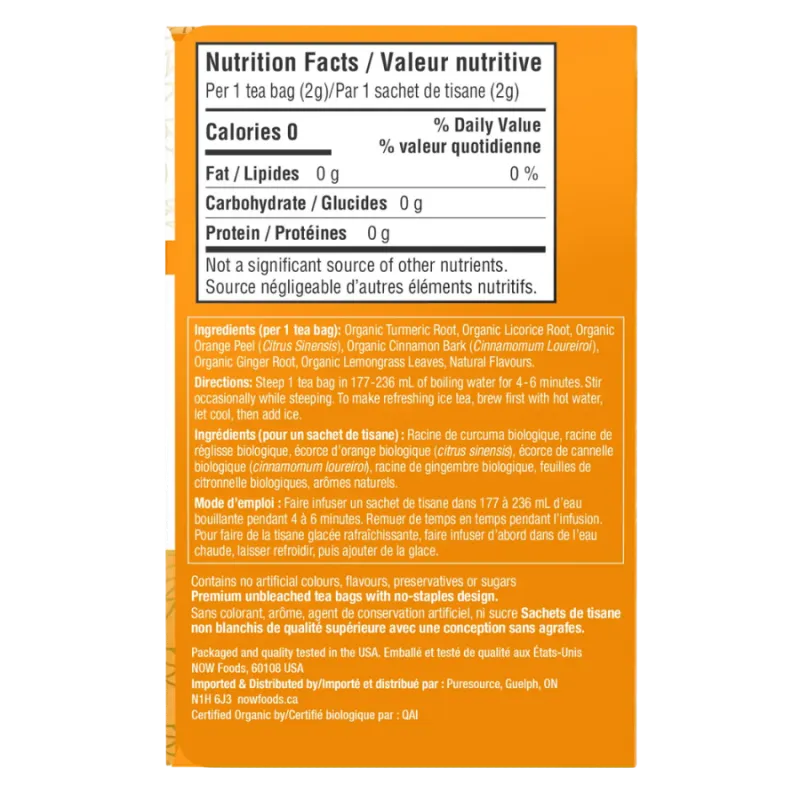 NOW Foods Organic Turmeric Ginger Tea 24 Bags | Unbeatable Prices, Daily Deals | VITASHOP