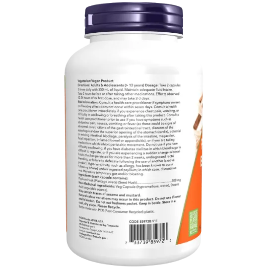 NOW Foods Psyllium Husk 500 mg, 500 Capsules | Unbeatable Prices, Daily Deals | VITASHOP