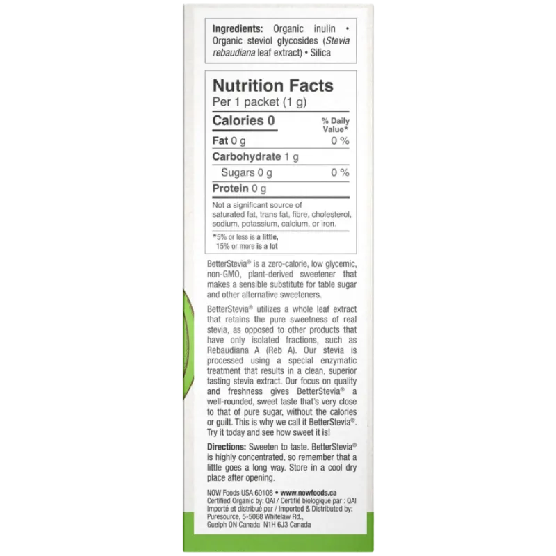 Organic BetterStevia, 75 paquets | Safest & Easiest Shopping Vitamins Online | VITASHOP