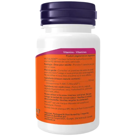 NOW Foods MK-7 Vitamin K-2 100 mcg, 60 Capsules | 每天不同折扣, 全网最低价格 | 种类齐全的保健品店铺 VITASHOP, 只有你想不到, 没有你买不到 !