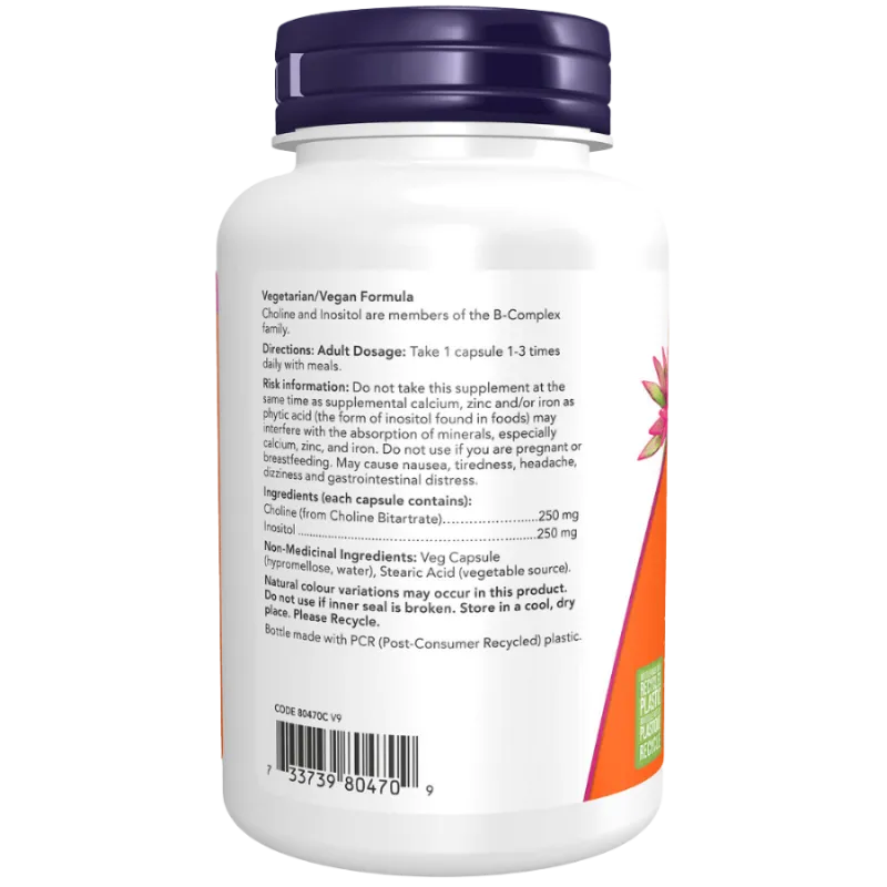 NOW Foods Choline & Inositol, 100 Capsules | 每天不同折扣, 全网最低价格 | 种类齐全的保健品店铺 VITASHOP, 只有你想不到, 没有你买不到 !