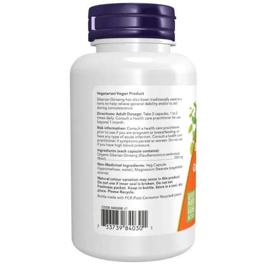 Ginseng Sibérien 500 mg, 100 Capsules | Safest & Easiest Shopping Vitamins Online | VITASHOP