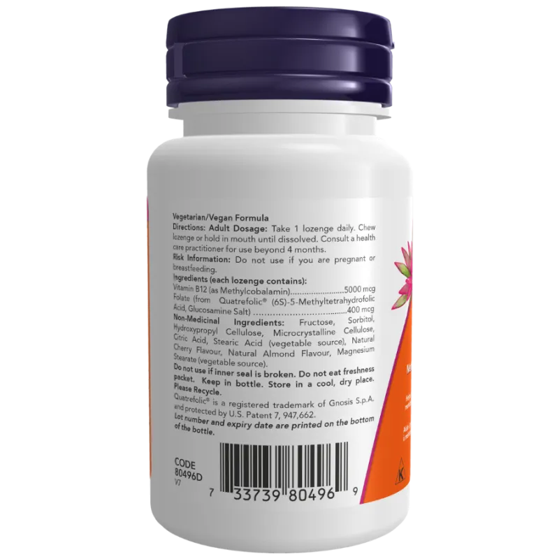 NOW Foods B-12 5000 mcg Methylcobalamin, 60 Lozenges | 每天不同折扣, 全网最低价格 | 种类齐全的保健品店铺 VITASHOP, 只有你想不到, 没有你买不到 !