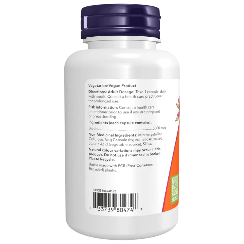 NOW Foods Biotin 5000 mcg, 120 Capsules | Unbeatable Prices, Daily Deals | VITASHOP