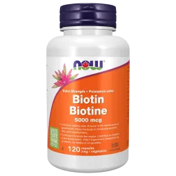 NOW Foods Biotin 5000 mcg, 120 Capsules | Unbeatable Prices, Daily Deals | VITASHOP
