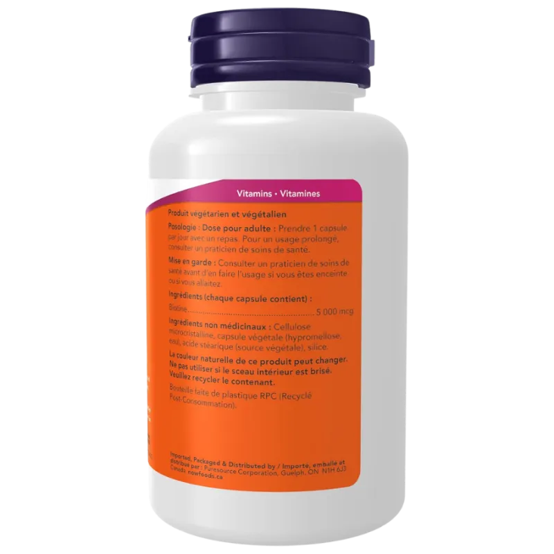 Biotine 5000 mcg, 120 Gélules | Safest & Easiest Shopping Vitamins Online | VITASHOP
