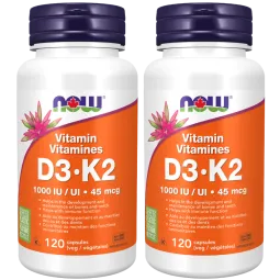 NOW Foods [2 for Deal] Vitamin D3 & K2, 120 Veg Capsules | Unbeatable Prices, Daily Deals | VITASHOP