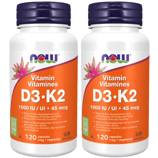 NOW Foods [2 for Deal] 나우 푸드 비타민 D3 & K2, 식물성 캡슐 120정 | 매일 업데이트되는 특가 상품 | VITASHOP