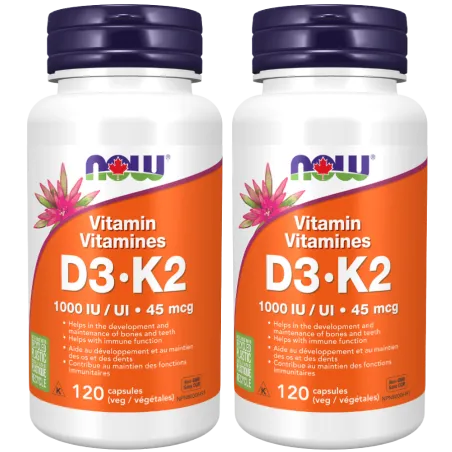 NOW Foods [2 for Deal] 维生素 D3 和 K2, 120 粒胶囊 | 每天不同折扣, 全网最低价格 | 种类齐全的保健品店铺 VITASHOP, 只有你想不到, 没有你买不到 !