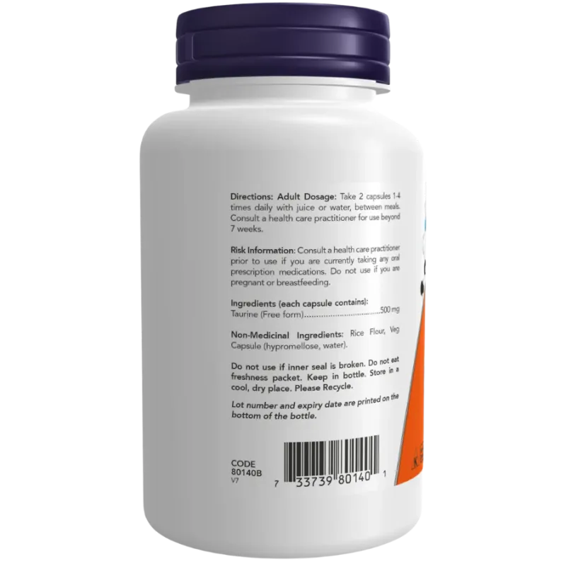 NOW Foods 나우 푸드 타우린 500 mg, 100 캡슐 | 매일 업데이트되는 특가 상품 | VITASHOP