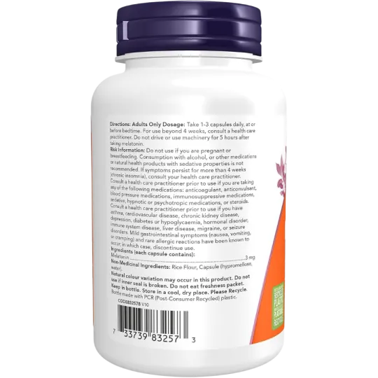 NOW Foods Melatonin 3 mg, 180 Capsules | 每天不同折扣, 全网最低价格 | 种类齐全的保健品店铺 VITASHOP, 只有你想不到, 没有你买不到 !