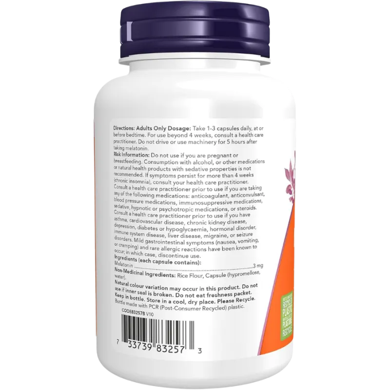 NOW Foods Melatonin 3 mg, 180 Capsules | 每天不同折扣, 全网最低价格 | 种类齐全的保健品店铺 VITASHOP, 只有你想不到, 没有你买不到 !
