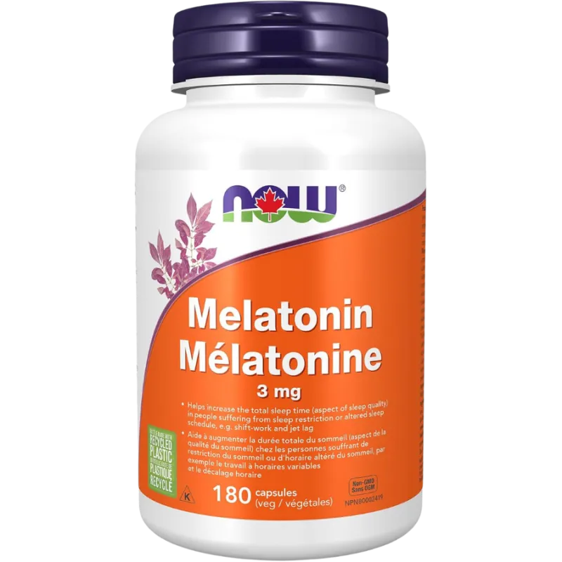 NOW Foods Melatonin 3 mg, 180 Capsules | 每天不同折扣, 全网最低价格 | 种类齐全的保健品店铺 VITASHOP, 只有你想不到, 没有你买不到 !