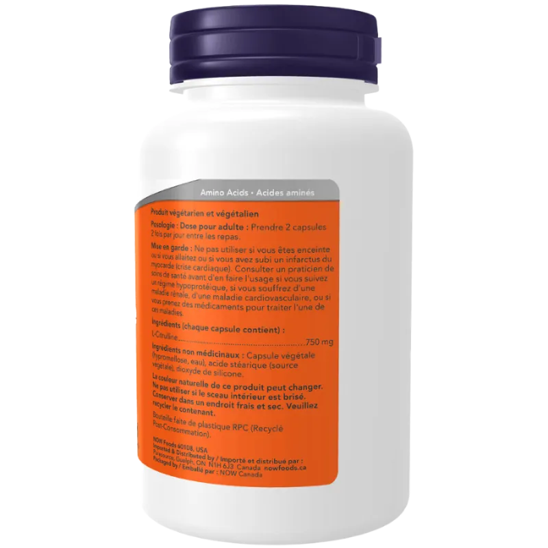 NOW Foods L-Citrulline 750 mg, 90 Veg Capsules | Unbeatable Prices, Daily Deals | VITASHOP