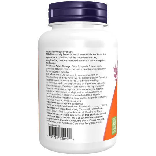 DMAE 250 mg, 100 gélules végétales | Safest & Easiest Shopping Vitamins Online | VITASHOP