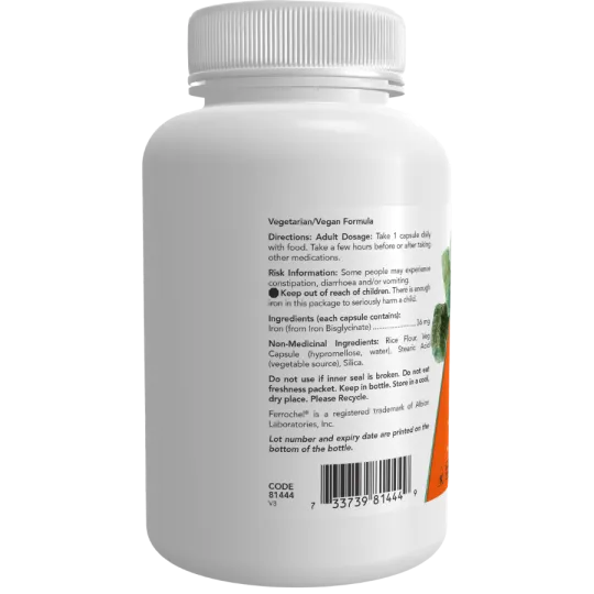 Bisglycinate de fer 36 mg, 90 gélules végétales | Safest & Easiest Shopping Vitamins Online | VITASHOP