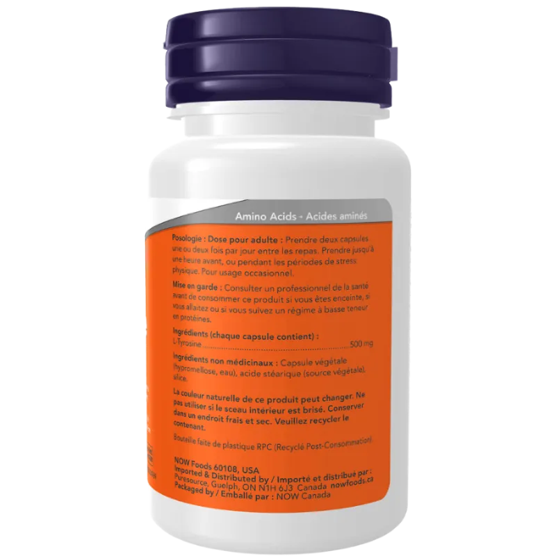 NOW Foods L-Tyrosine 500 mg, 60 Capsules | Unbeatable Prices, Daily Deals | VITASHOP