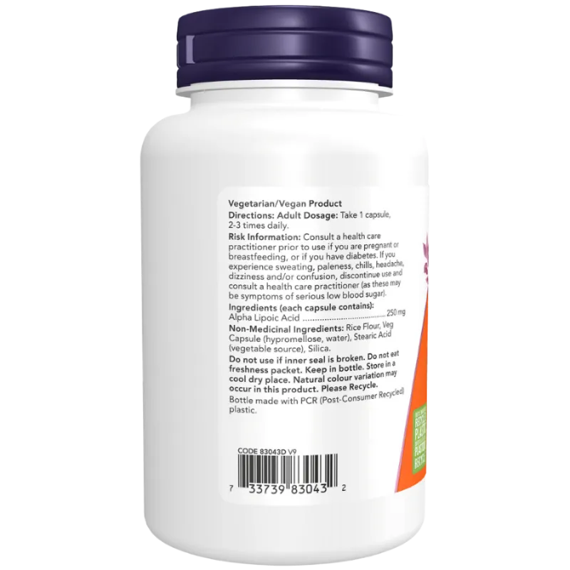 Acide alpha-lipoïque 250 mg, 120 gélules | Safest & Easiest Shopping Vitamins Online | VITASHOP