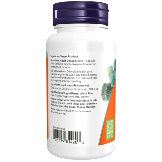 NOW Foods Chromium Picolinate 200 mcg, 100 Capsules | Unbeatable Prices, Daily Deals | VITASHOP