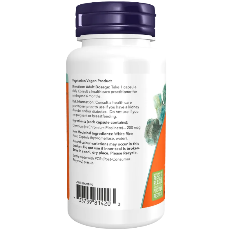 Picolinate de chrome 200 mcg, 100 gélules | Safest & Easiest Shopping Vitamins Online | VITASHOP