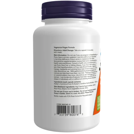 NOW Foods Acetyl L-Carnitine 500 mg, 100 Veg Capsules | 每天不同折扣, 全网最低价格 | 种类齐全的保健品店铺 VITASHOP, 只有你想不到, 没有你买不到 !