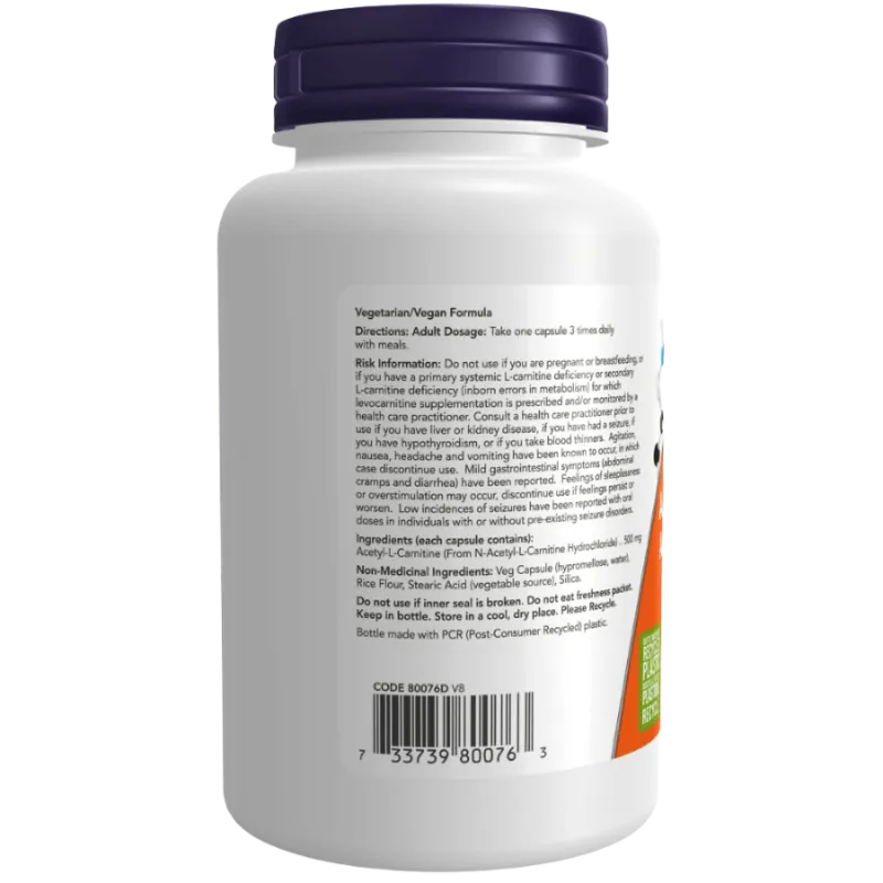 NOW Foods Acetyl L-Carnitine 500 mg, 100 Veg Capsules | 每天不同折扣, 全网最低价格 | 种类齐全的保健品店铺 VITASHOP, 只有你想不到, 没有你买不到 !