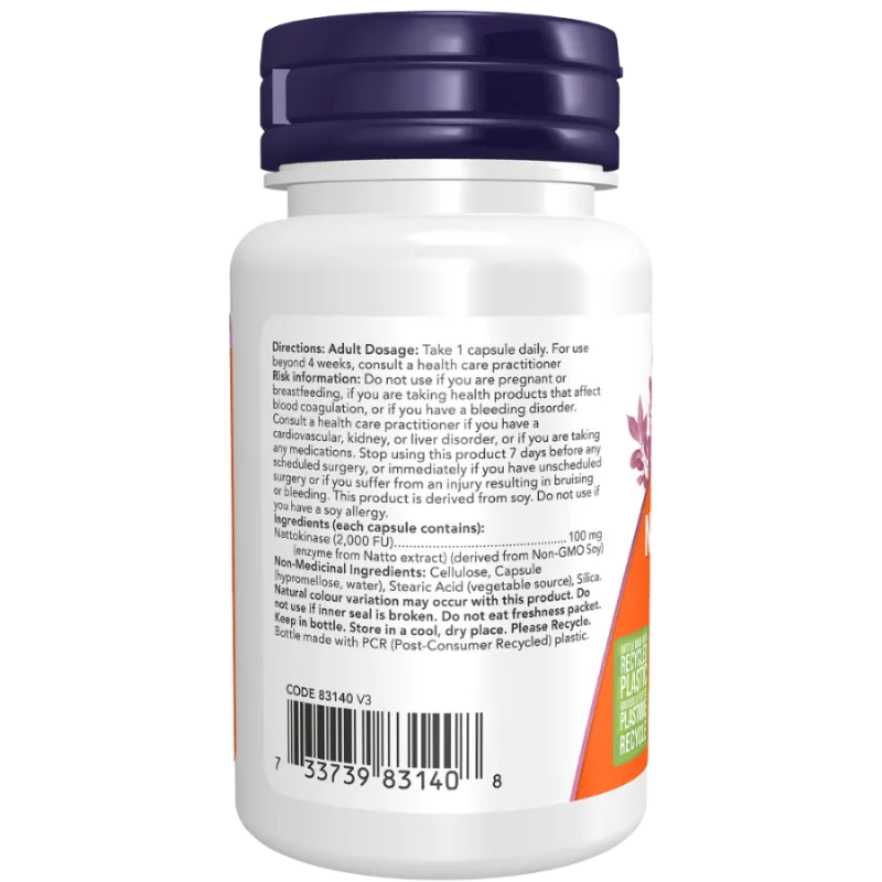 NOW Foods Nattokinase 100 mg, 60 Capsule | Unbeatable Prices, Daily Deals | VITASHOP