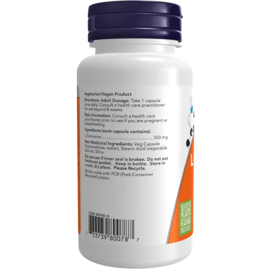 NOW Foods L-Carnosine 500 mg, 60 Veg Capsules | Unbeatable Prices, Daily Deals | VITASHOP