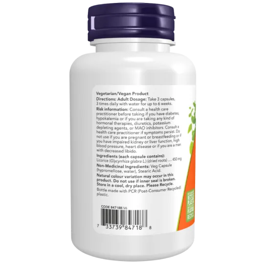 NOW Foods Licorice Root 450 mg, 100 Capsules | Unbeatable Prices, Daily Deals | VITASHOP