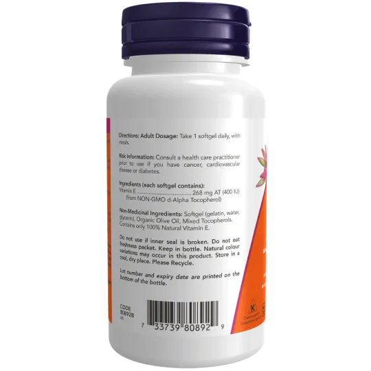 E-400 UI 100% Naturel Mélange De Tocophérols, 100 Softgels | Safest & Easiest Shopping Vitamins Online | VITASHOP