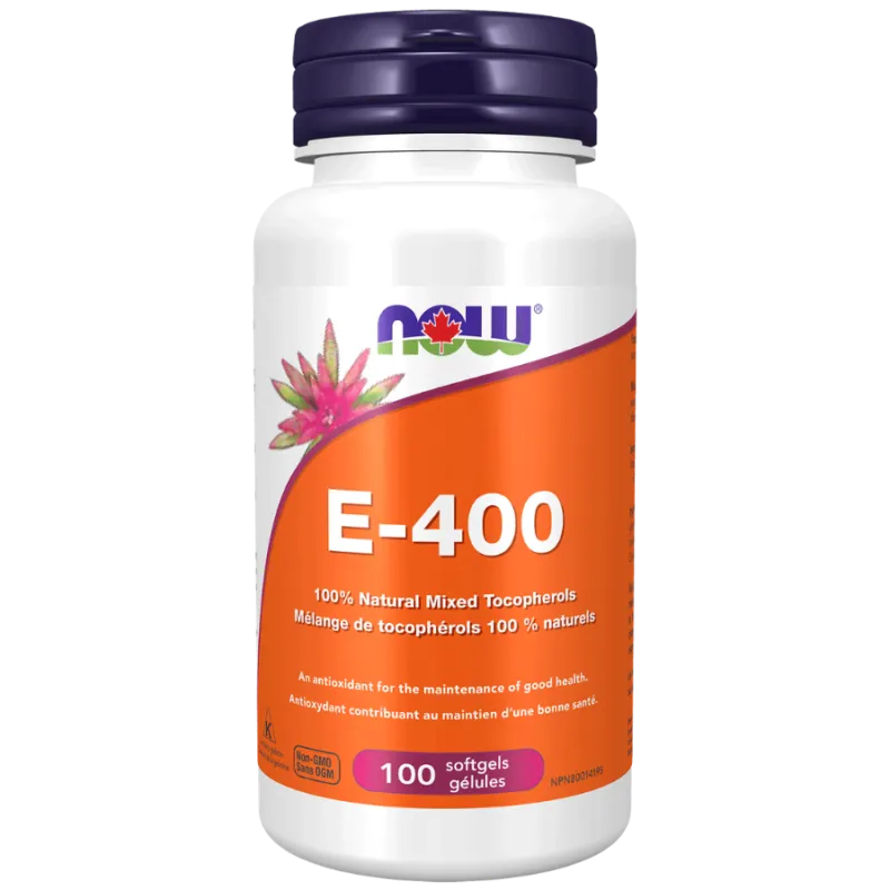 NOW Foods E-400 IU 100% Natural Mixed Tocopherols, 100 Softgels | Unbeatable Prices, Daily Deals | VITASHOP