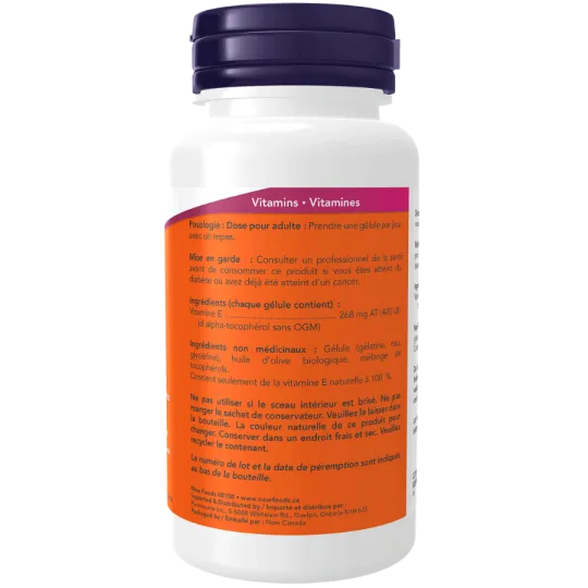 NOW Foods E-400 IU 100% Natural Mixed Tocopherols, 100 Softgels | Unbeatable Prices, Daily Deals | VITASHOP