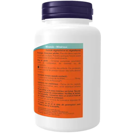 Bisglycinate de fer 18 mg, 120 gélules végétales | Safest & Easiest Shopping Vitamins Online | VITASHOP