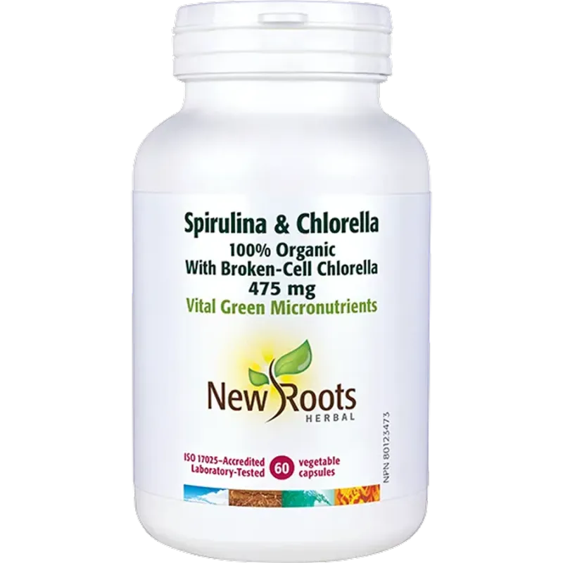 New Roots Spirulina & Chlorella 475 mg 60 Capsules | 每天不同折扣, 全网最低价格 | 种类齐全的保健品店铺 VITASHOP, 只有你想不到, 没有你买不到 !
