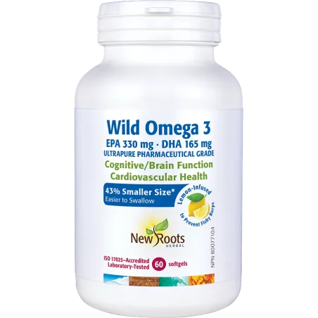 New Roots Wild Omega 3 EPA 330 mg DHA 165 mg Easy-Swallow Size Lemon Flavour 60 Softgels | 每天不同折扣, 全网最低价格 | 种类齐全的保健品店铺 VITASHOP,