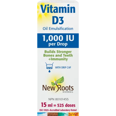 New Roots Vitamin D3 Liquid 1,000 IU 15 ml | 每天不同折扣, 全网最低价格 | 种类齐全的保健品店铺 VITASHOP, 只有你想不到, 没有你买不到 !